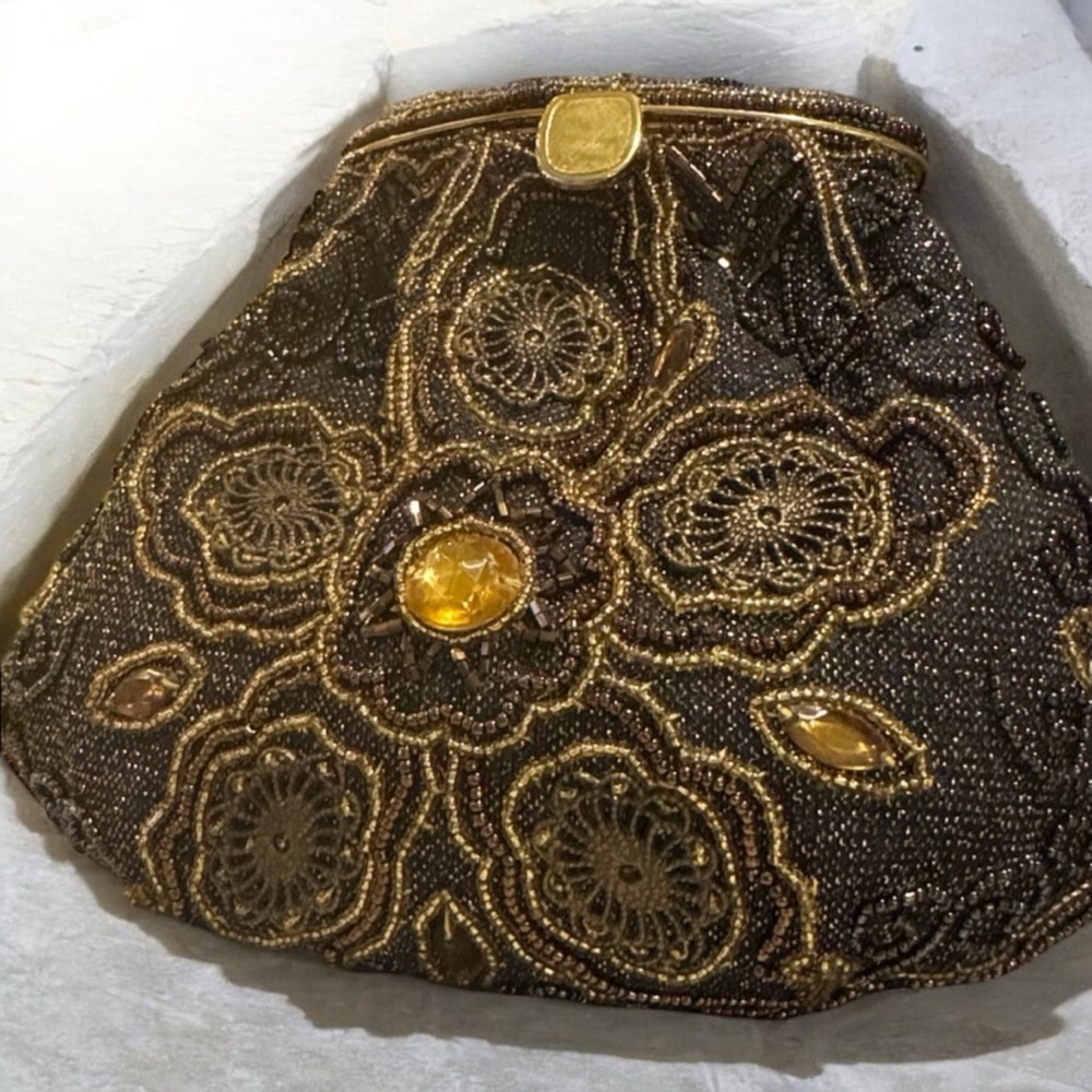 Black and Gold Vintage Beaded Evening Bag